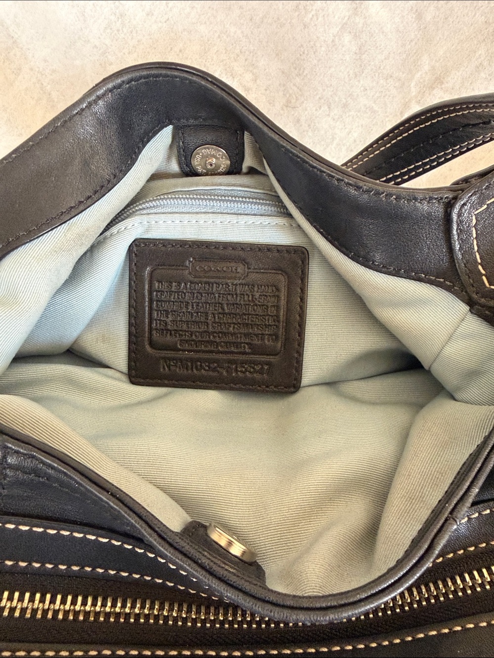 Coach Black Leather Shoulder Bag with Buckle Accent - Picture 6 of 9
